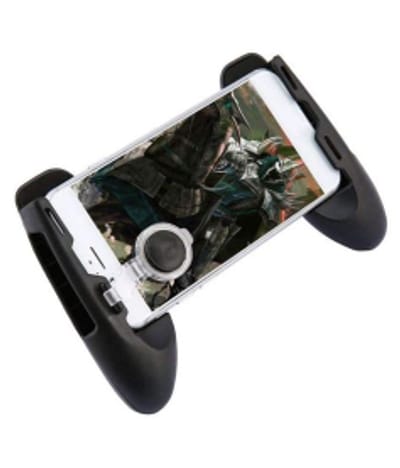 Mobile Game Controller, 6 Finger Triggers, Gaming Grip for Smartphones, Black