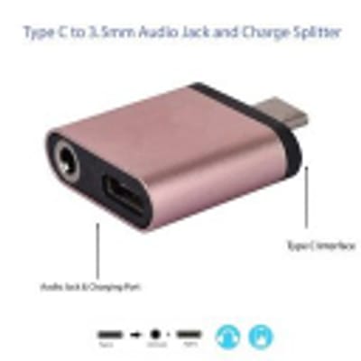 Type-C to 3.5mm Headphone Aux Jack & USB-C Charging 2-in-1 Splitter
