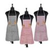 Checkered Desgn Apron Ktchen NapknCloth wth Front Large Pocket For Ktchen, Cookng, Dustng, HomeSet of 3