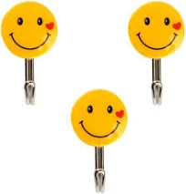  Smiley Wall Hooks 3 Pc